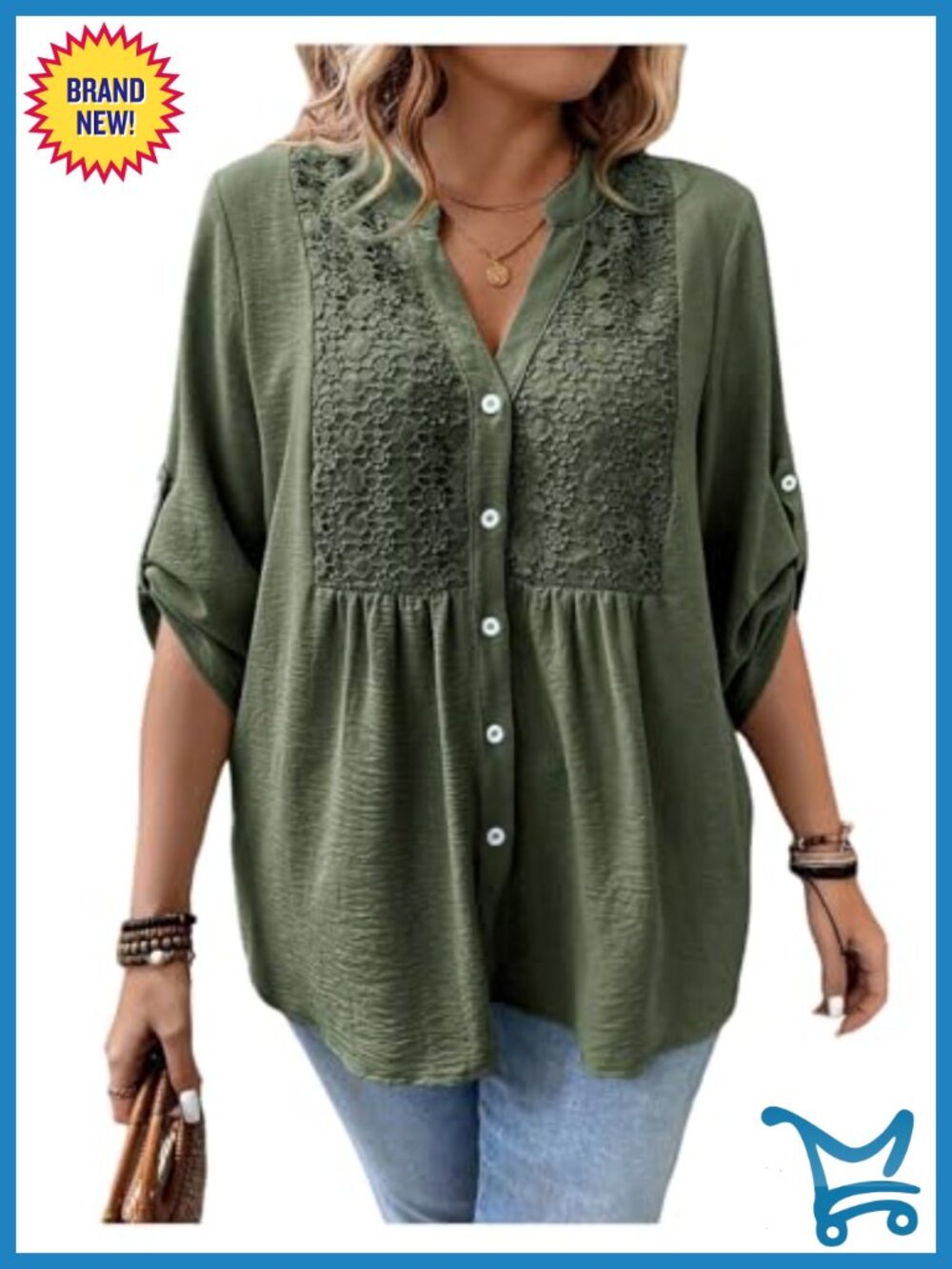 Plus Size Boho Button Down Blouse Floral Babydoll Tunic Top Roll Up Sleeve